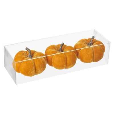 Set Of 3 Orange Velvet Pumpkins